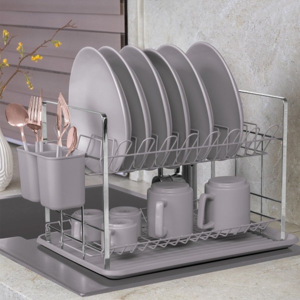 Сушарка для посуду, BerlingerHaus Taupe BH-8596, з ociekaczem — для сушіння тарілок і столових приборів