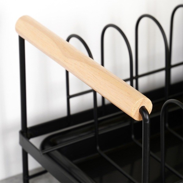 Сушарка для посуду VILDE 229154, металева стояча чорна 39×16×14.5 см — для митої посуди на стільницю