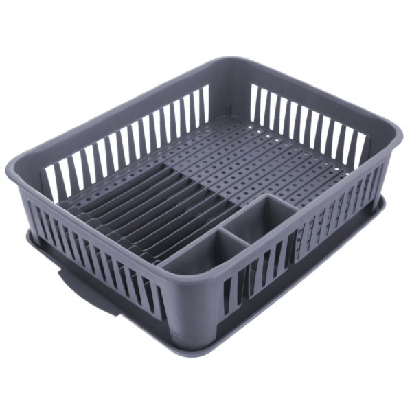 Сушарка для посуду Orion 155210, пластикова сіра 43.5×32×12 см — для стійкого зберігання посуду