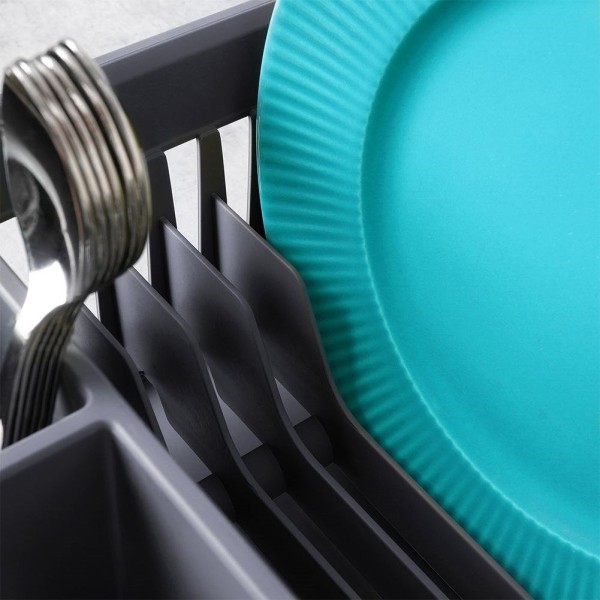 Сушарка для посуду Orion 155210, пластикова сіра 43.5×32×12 см — для стійкого зберігання посуду