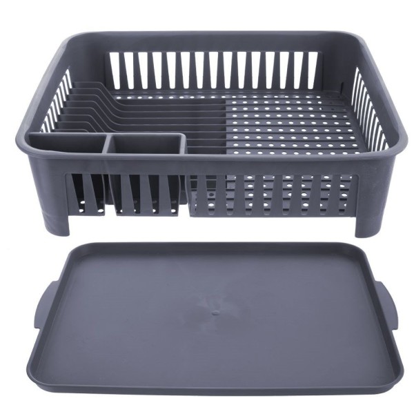 Сушарка для посуду Orion 155210, пластикова сіра 43.5×32×12 см — для стійкого зберігання посуду