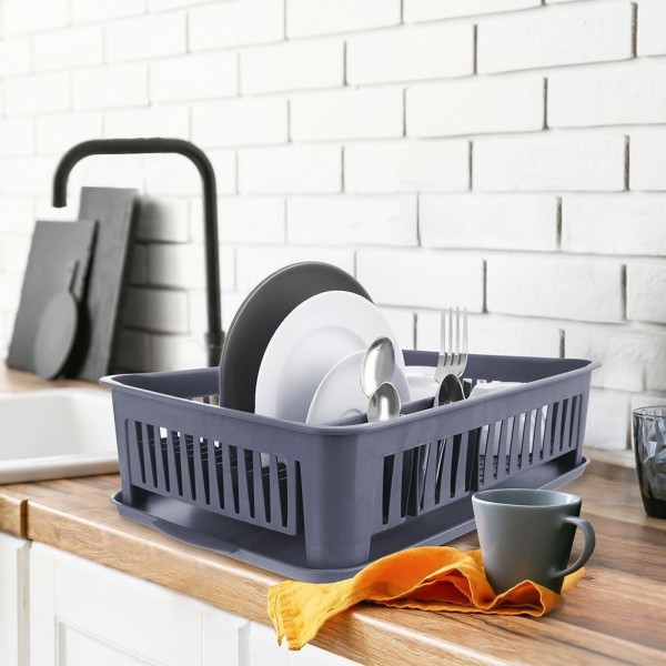 Сушарка для посуду Orion 155210, пластикова сіра 43.5×32×12 см — для стійкого зберігання посуду