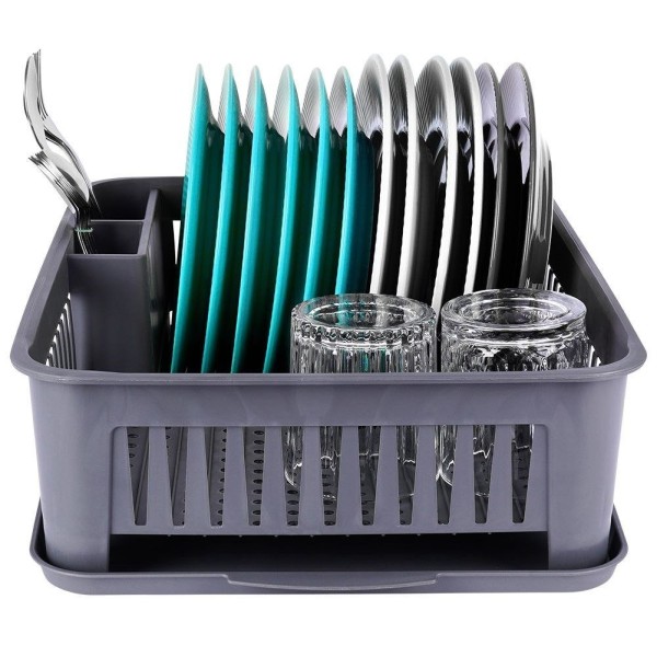 Сушарка для посуду Orion 155210, пластикова сіра 43.5×32×12 см — для стійкого зберігання посуду