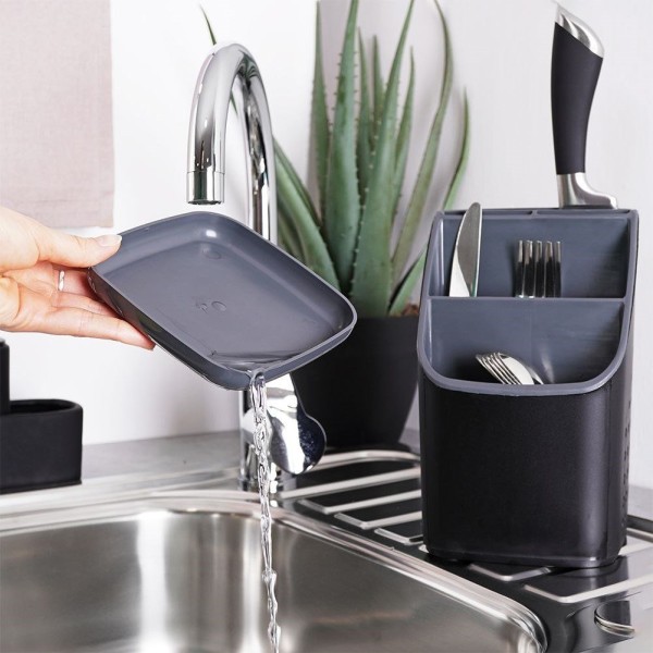 Сушарка для столових приладів VILDE 229074, універсальна чорна — для кухні та миття посуду