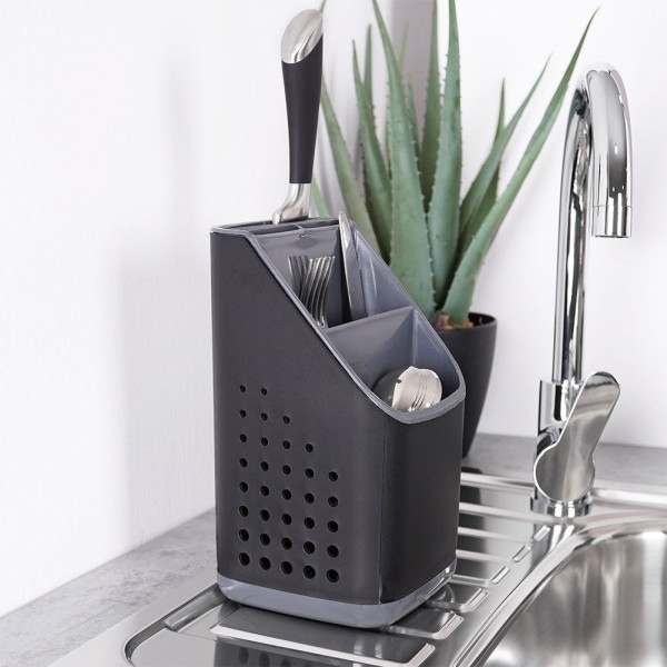 Сушарка для столових приладів VILDE 229074, універсальна чорна — для кухні та миття посуду