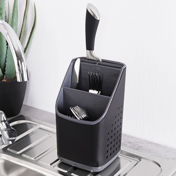 Сушарка для столових приладів VILDE 229074, універсальна чорна — для кухні та миття посуду
