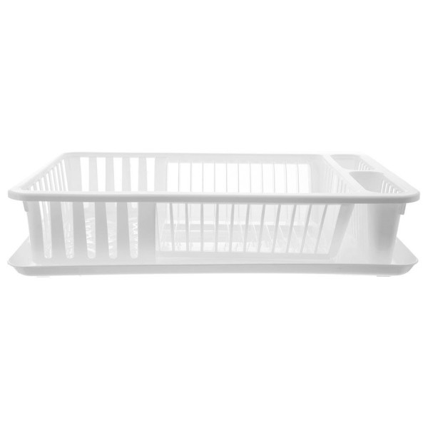 Сушарка для посуду ORION 155206, стояча пластикова біла 45.5×28×10 см — для сушіння тарілок і столових приладів