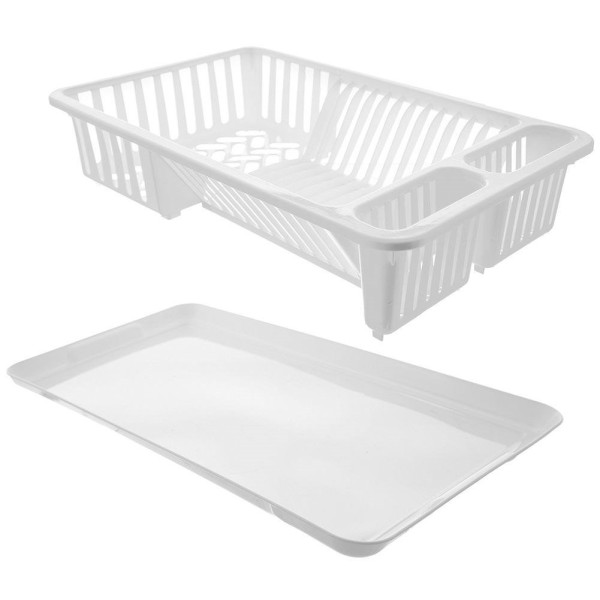 Сушарка для посуду ORION 155206, стояча пластикова біла 45.5×28×10 см — для сушіння тарілок і столових приладів