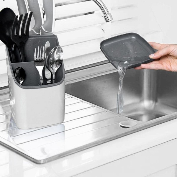 Органайзер для столових приборів VILDE 229013, універсальний сушитель для кухні, сірий