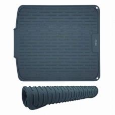 Килимок для сушіння посуду, Kinghoff KH-1905, силіконовий 46×40 см, сірий (для кухні, стільниці)