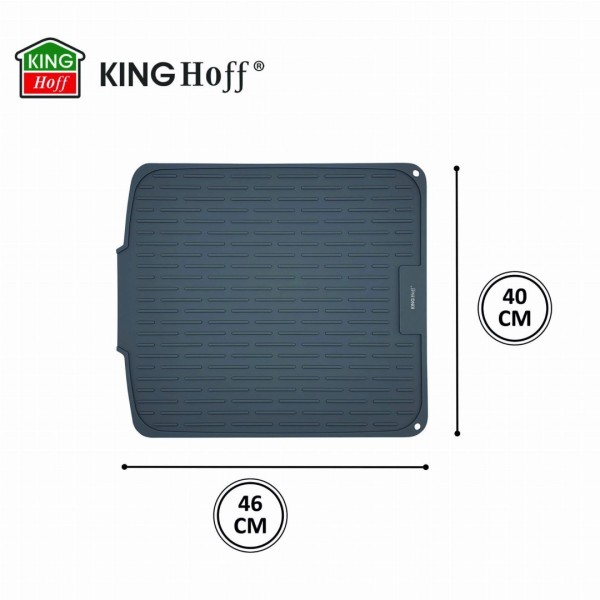 Килимок для сушіння посуду, Kinghoff KH-1905, силіконовий 46×40 см, сірий (для кухні, стільниці)