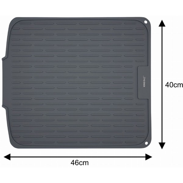 Килимок для сушіння посуду, Kinghoff KH-1905, силіконовий 46×40 см, сірий (для кухні, стільниці)