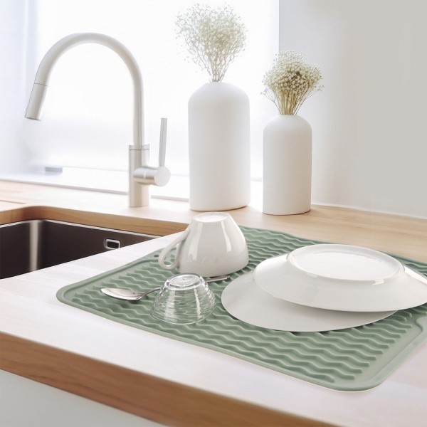 Килимок для сушіння посуду, ORION 155209, гумовий зелений 40×30.5 см — для кухонної сушіння на робочому столі