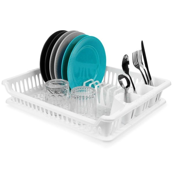 Сушарка для посуду Orion 150696, стояча пластикова біла 46×37×8.5 см, для сушіння тарілок і столових приборів