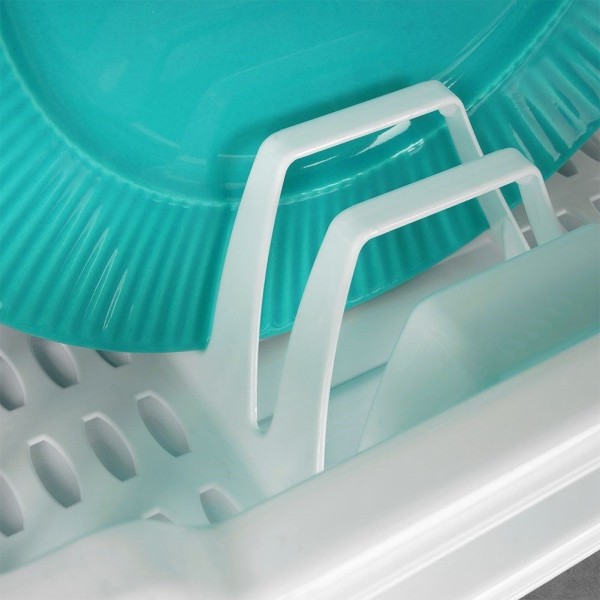 Сушарка для посуду Orion 150696, стояча пластикова біла 46×37×8.5 см, для сушіння тарілок і столових приборів