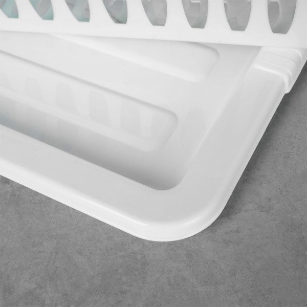 Сушарка для посуду Orion 150696, стояча пластикова біла 46×37×8.5 см, для сушіння тарілок і столових приборів