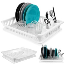 Сушарка для посуду Orion 150696, стояча пластикова біла 46×37×8.5 см, для сушіння тарілок і столових приборів