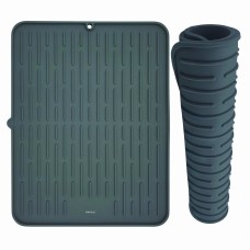 Сушарка для посуду, KingHoff KH-1904, силіконова мат-коврик 42×33 см, сіра (для стікання і сушки)