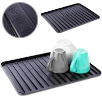 Килимок для сушіння посуду VILDE 229078, чорний 39.5×30.5 см — для сушки чашок і столових приборів