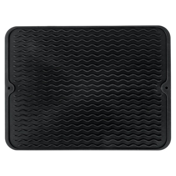 Килимок для сушіння посуду, VILDE 229105, силіконовий чорний 40x30 см — для сушіння чашок та столових приборів