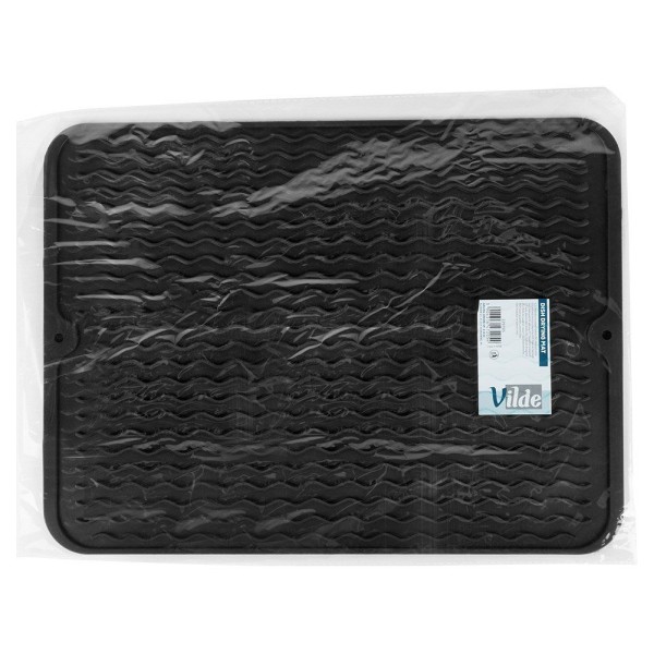 Килимок для сушіння посуду, VILDE 229105, силіконовий чорний 40x30 см — для сушіння чашок та столових приборів