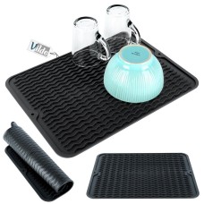 Килимок для сушіння посуду, VILDE 229105, силіконовий чорний 40x30 см — для сушіння чашок та столових приборів