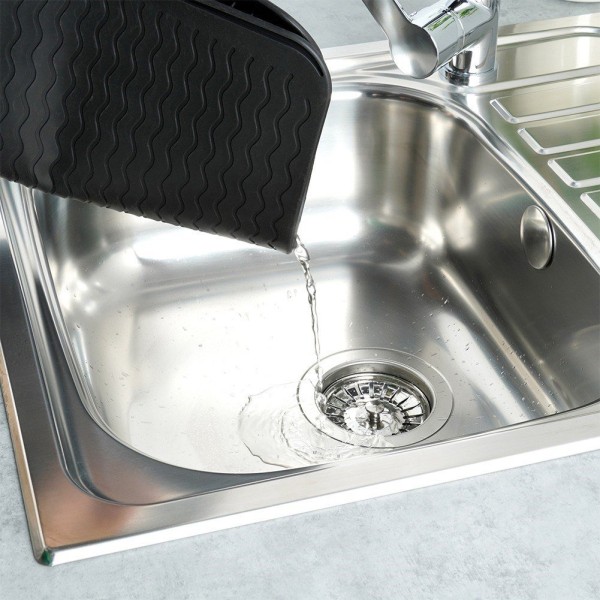 Килимок для сушіння посуду, VILDE 229105, силіконовий чорний 40x30 см — для сушіння чашок та столових приборів