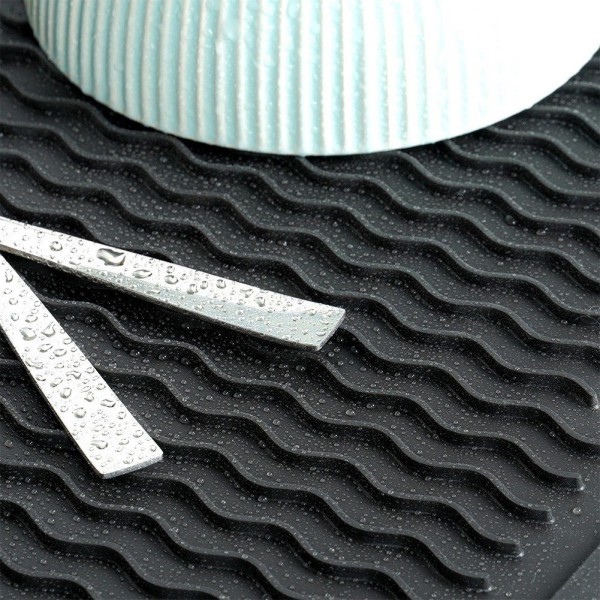 Килимок для сушіння посуду, VILDE 229105, силіконовий чорний 40x30 см — для сушіння чашок та столових приборів