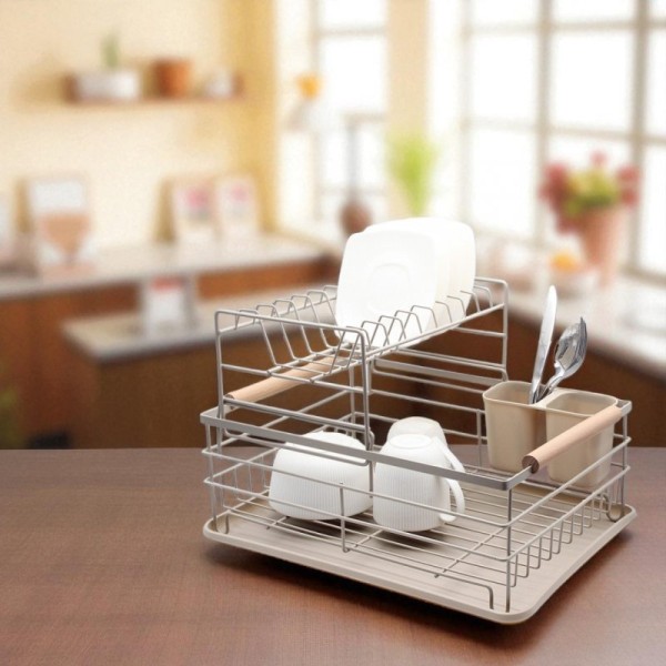 Сушарка для посуду, SUSZARKA, DWUPOZIOMOWA 4027 з ociekaczem і тaцею для кухні