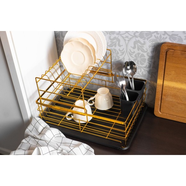 Сушарка для посуду, BRUNBESTE BB-3383, двоярусна 41×30×27.5 см — для кухні, сушіння тарілок і столових приборів