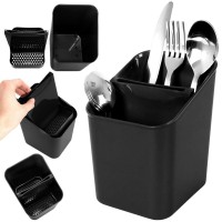 Сушарка для посуду, VILDE, uniwersalny 229046-C — стоячий чорний тримач для столових приборів