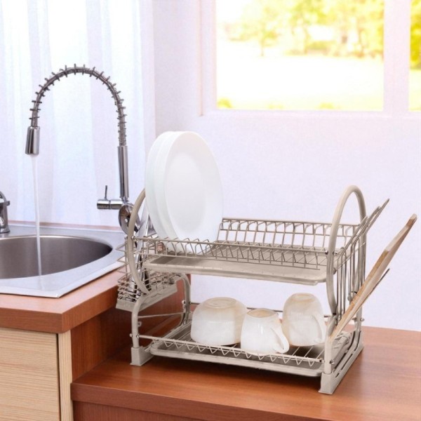 Сушарка для посуду, SUSZARKA, двоярусна 4029 з піддоном і ociekaczem для кухні