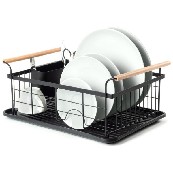 Сушарка для посуду VILDE 150623, настільна чорна 42.5×19 см, для сушіння тарілок та столових приборів