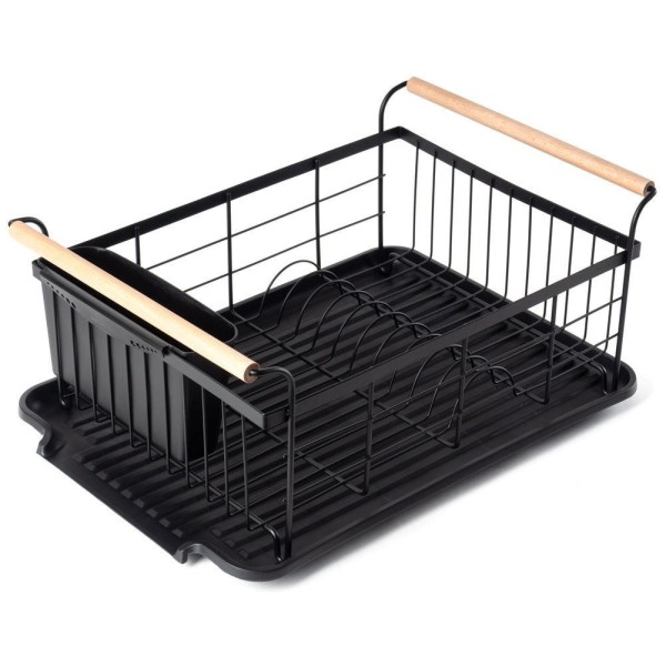 Сушарка для посуду VILDE 150623, настільна чорна 42.5×19 см, для сушіння тарілок та столових приборів