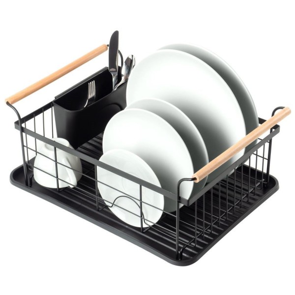 Сушарка для посуду VILDE 150623, настільна чорна 42.5×19 см, для сушіння тарілок та столових приборів