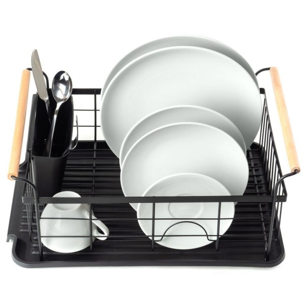 Сушарка для посуду VILDE 150623, настільна чорна 42.5×19 см, для сушіння тарілок та столових приборів