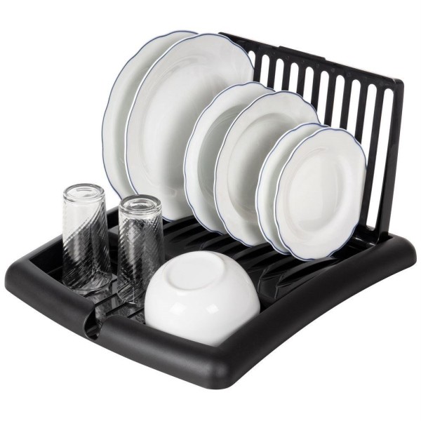Сушарка для посуду, VILDE 150636, складна стояча чорна 43.5×38.5×27 см — для кухні, сушка тарілок і столових приборів