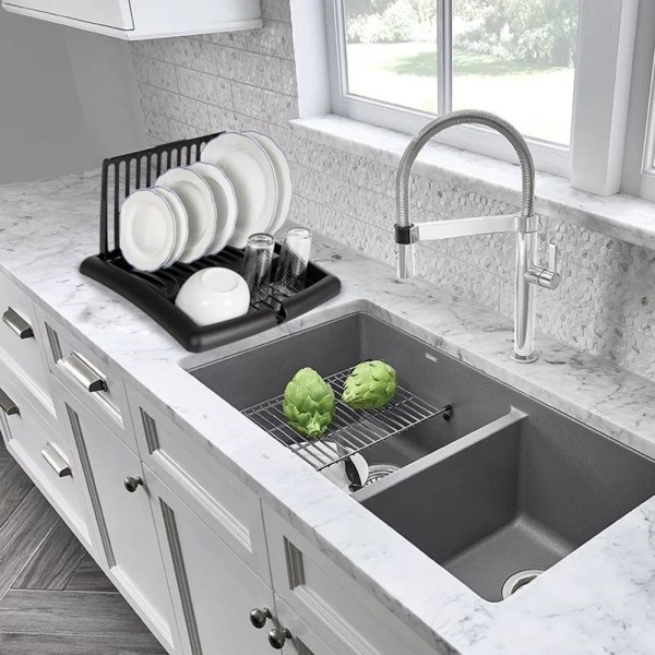 Сушарка для посуду, VILDE 150636, складна стояча чорна 43.5×38.5×27 см — для кухні, сушка тарілок і столових приборів