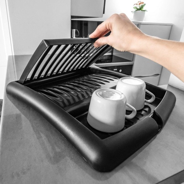 Сушарка для посуду, VILDE 150636, складна стояча чорна 43.5×38.5×27 см — для кухні, сушка тарілок і столових приборів