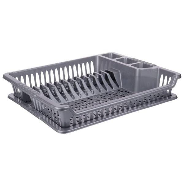 Сушарка для посуду Orion 150697, пластикова сіра 46×37×8.5 см, настільна для кухні