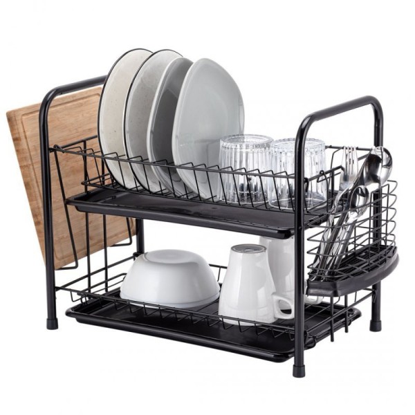 Ociekacz do naczyń E-8154, suszarka dwupoziomowa, czarna