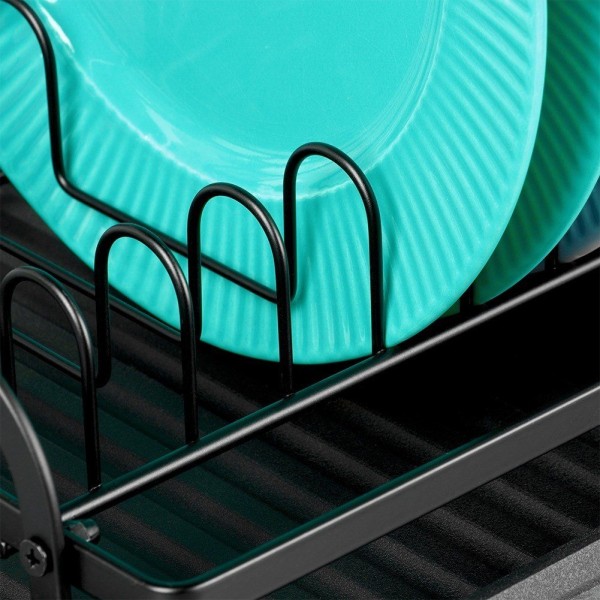 Сушарка для посуду VILDE 229157 двоярусна чорна 48.5×32×23.5 см — для сушіння тарілок і столових приборів