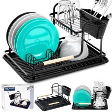 Сушарка для посуду VILDE 229157 двоярусна чорна 48.5×32×23.5 см — для сушіння тарілок і столових приборів