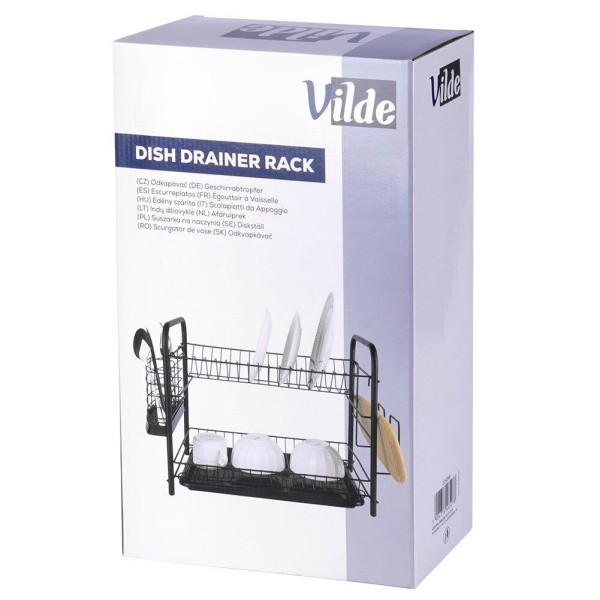 Сушарка для посуду VILDE 229098, stojąca 2 рівні, чорна 51.5×24.5×33 см (для кухні)