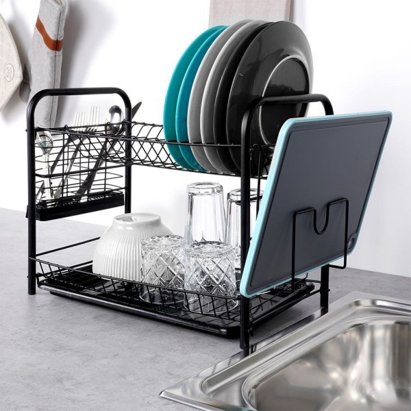 Сушарка для посуду VILDE 229098, stojąca 2 рівні, чорна 51.5×24.5×33 см (для кухні)