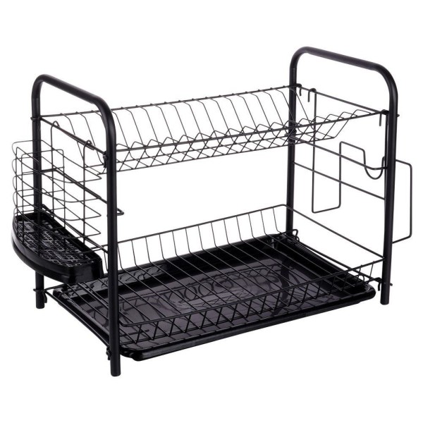 Сушарка для посуду VILDE 229098, stojąca 2 рівні, чорна 51.5×24.5×33 см (для кухні)
