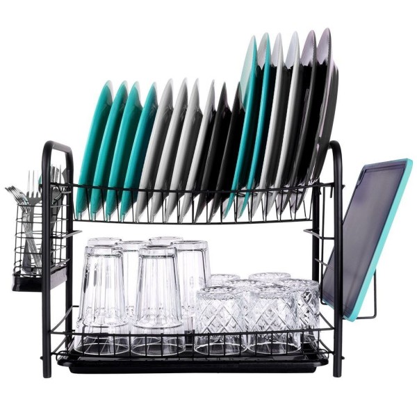 Сушарка для посуду VILDE 229098, stojąca 2 рівні, чорна 51.5×24.5×33 см (для кухні)