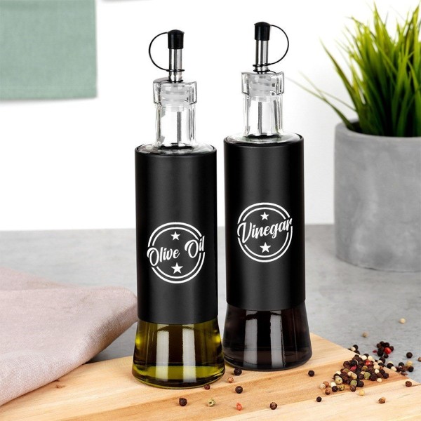 Butelka na oliwę i ocet VILDE 229128 czarna szklana 300 ml 2 szt.