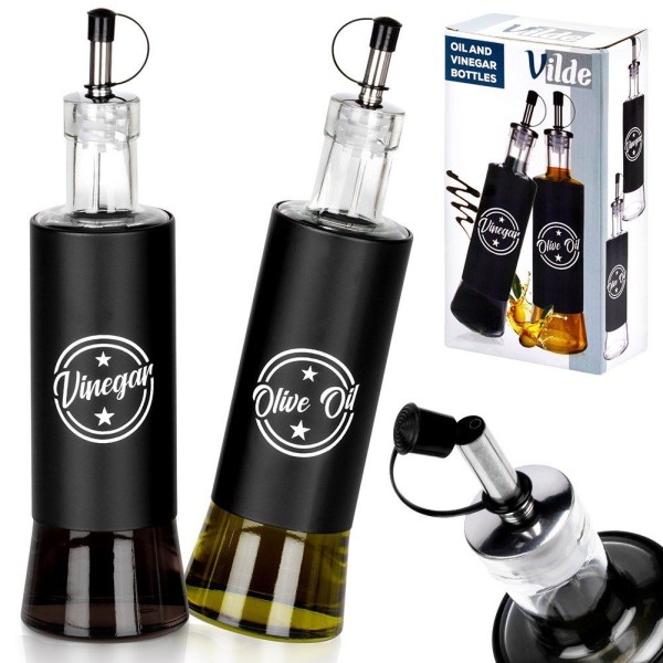 Butelka na oliwę i ocet VILDE 229128 czarna szklana 300 ml 2 szt.