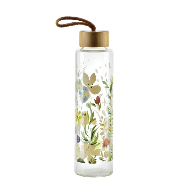 Пляшка для олії/оцту, HOLLIE, Leaves 600 мл, скляна 6,4×6,4×24 см (для кухні/приправ)